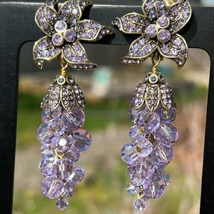 Heidi Daus OMEGA 🆕 Purple Beaded drop crystals for pierced ears earrings